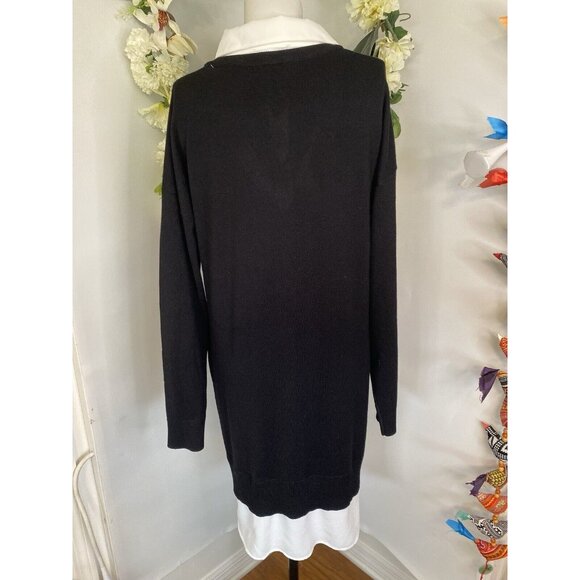 Rio & Rian Black Knit Midi Sweater Sz L Dress with Button Down White Blouse NWT - Picture 11 of 16